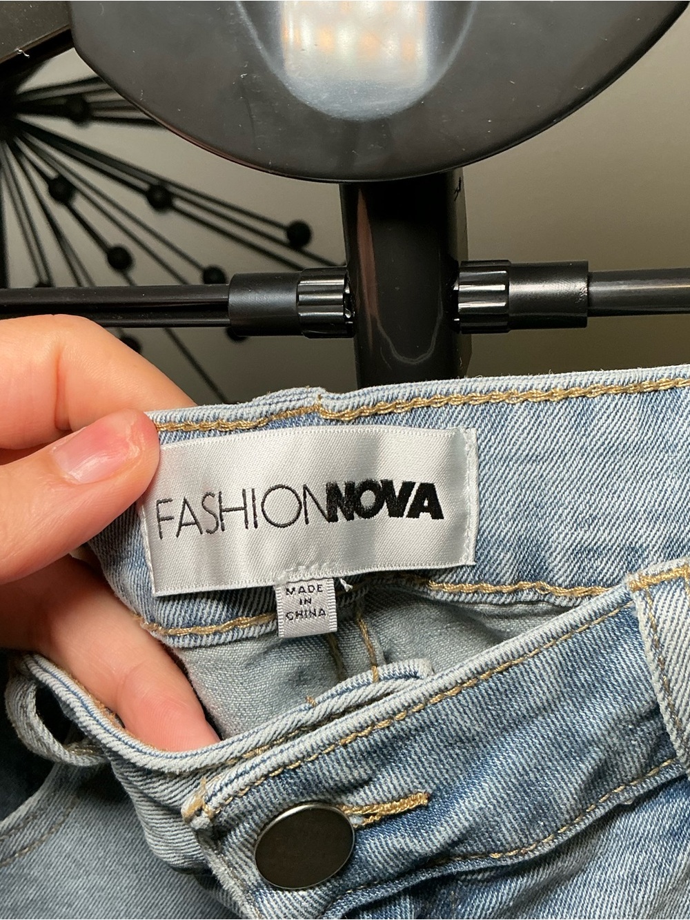 Fashion Nova Light Wash Distressed Denim Shorts - Picture 4 of 5